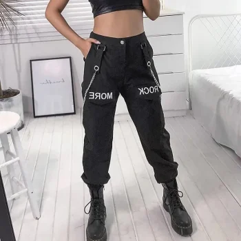 Women's Cargo Pants Pants Trousers Plain Ankle-Length Micro-elastic High Waist Fashion Sports & Outdoor Casual Daily Black S M Spring & Fall