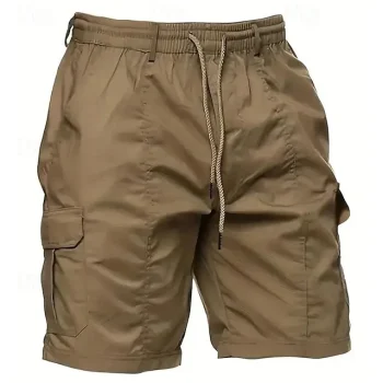 Men's Cargo Shorts Casual Shorts Drawstring Elastic Waist Plain Breathable Soft Casual Weekend Fashion Streetwear Camel Micro-elastic