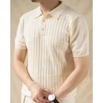 Men's Polo Shirt Golf Shirt Casual Holiday Lapel Classic Short Sleeve Fashion Basic Plain Button Summer Regular Fit Black Beige Polo Shirt