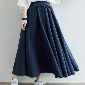 Women's Skirt Maxi Cotton Linen Wine Navy Blue Coffee Gray Skirts Summer Pocket High Waist Basic Casual Casual Daily Weekend M L