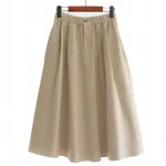 Women's Skirt A Line Midi Cotton And Linen Beige Skirts Summer Pocket Basic Casual Casual Daily Weekend L XL 2XL