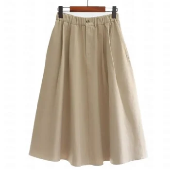 Women's Skirt A Line Midi Cotton And Linen Beige Skirts Summer Pocket Basic Casual Casual Daily Weekend L XL 2XL