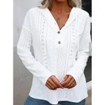 Women's White Pink Blue Plain Button Drawstring Casual Sports Active Sportswear Hooded Regular Fit S