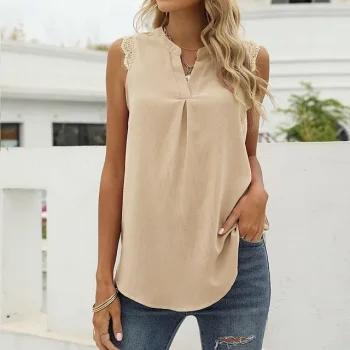 Tank Women's Black White Pink Solid Color Lace Street Daily Fashion V Neck S