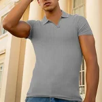 Men's Polo Shirt Golf Shirt Work Casual Lapel Short Sleeve Basic Modern Plain Vertical Stripes Classic Spring & Summer Regular Fit Black White Red Navy Blue Dark Green Light Grey Polo Shirt