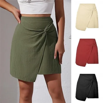 Women's Skirt Linen Skirts Mini Cotton And Linen Wine Black Army Green Apricot Skirts Summer Split Ends Basic Casual Casual Daily Weekend S M L