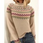 Women's Pullover Sweater Jumper Pullover Turtleneck Knit Spandex Winter Long Sleeve Geometric Khaki Gray S M L