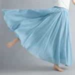 Women's Swing Long Skirt Maxi Cotton Cotton And Linen Black White Yellow Red Skirts Spring & Fall Pleated Lined Elegant Summer Casual Daily 85cm 95cm