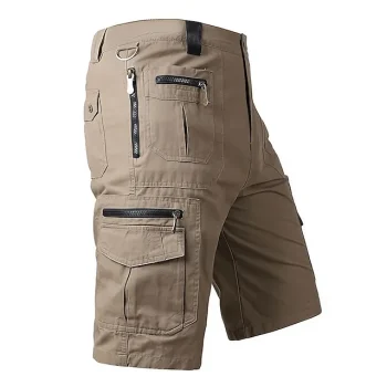 Men's Cargo Shorts Tactical Work Shorts Hiking Shorts Zipper Pocket Multi Pocket Straight Leg Plain Breathable Wearable Knee Length Sports Outdoor 100% Cotton Streetwear Stylish Black Light Brown