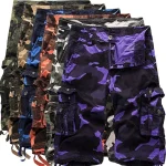 Men's Cargo Shorts Hiking Shorts Leg Drawstring Multi Pocket Multiple Pockets Camouflage Breathable Outdoor Knee Length Casual Daily Streetwear Stylish Black Green Camouflage Blue Micro-elastic