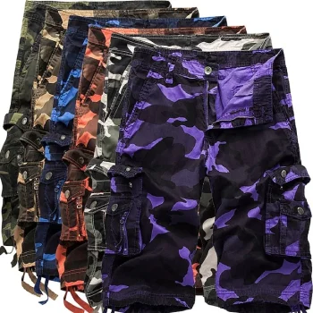 Men's Cargo Shorts Hiking Shorts Leg Drawstring Multi Pocket Multiple Pockets Camouflage Breathable Outdoor Knee Length Casual Daily Streetwear Stylish Black Green Camouflage Blue Micro-elastic