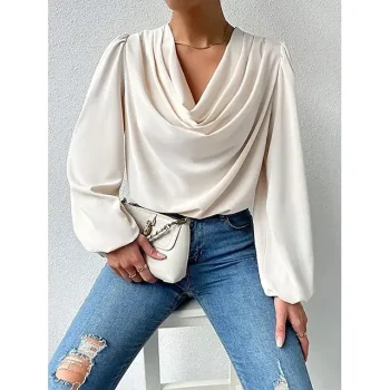 Blouse Women's Black White Pink Solid Colored Office Valentine's Day Party Basic V Neck Regular Fit S