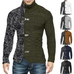 Men's Cardigan Sweater Ribbed Knit Cropped Knitted Standing Collar Warm Ups Modern Contemporary Daily Wear Going out Clothing Apparel Spring & Fall Black White M L XL