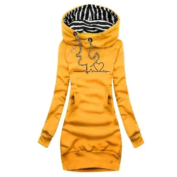 Women's Hoodie Dress Casual Dress Sheath Dress Mini Dress Black Yellow Army Green Long Sleeve Geometric Pocket Fall Winter Autumn Hooded Fashion S M L XL 2XL 3XL