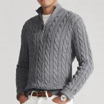 Men's Sweater Zip Sweater Pullover Ribbed Cable Knit Cropped Knitted Plain Half Zip Fashion Streetwear Outdoor Daily Wear Clothing Apparel Fall & Winter Black Blue S M L