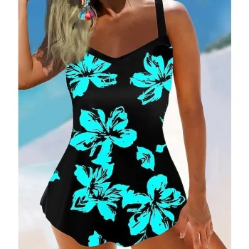 Women's Swimwear Tankini 2 Piece Swim Dress Plus Size Swimsuit 2 Piece Floral Strap Summer Bathing Suits