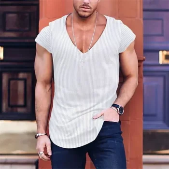 Men's Tank Top Gym Shirt Muscle Shirt Plain V Neck Sports & Outdoor Athleisure Sleeveless Clothing Apparel 100% Cotton Fashion Streetwear Designer