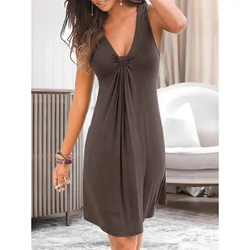 Women's Plus Size Pajamas Nightgown Nightshirt Dress Pure Color Simple Casual Soft Home Daily Bed Polyester Breathable Straps Sleeveless Summer Spring Black Wine