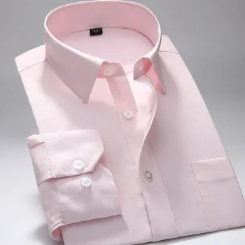 Men's Dress Shirt Light Pink Black White Long Sleeve Stripes and Plaid Shirt Collar All Seasons Wedding Office & Career Clothing Apparel