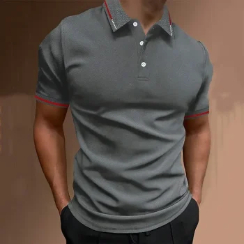 Men's Polo Shirt Golf Shirt Casual Holiday Lapel Short Sleeve Fashion Basic Plain Classic Summer Regular Fit Fire Red Black Yellow Army Green Dark navy Grey Polo Shirt