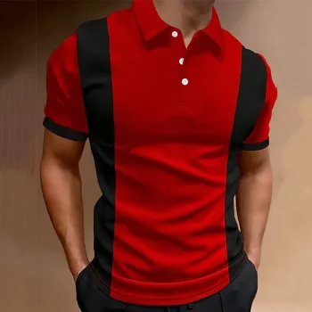 Men's Button Up Polos Polo Shirt Casual Holiday Lapel Short Sleeve Fashion Basic Color Block Classic Summer Regular Fit Fire Red Black Army Green Dark Navy Button Up Polos
