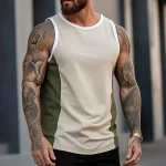Men's Tank Top Vest Top Undershirt Sleeveless Shirt Color Block Crew Neck Outdoor Going out Sleeveless Clothing Apparel Fashion Designer Muscle