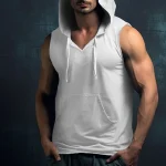 Men's Tank Top Vest Top Undershirt Sleeveless Shirt Wife beater Shirt Plain Stripes Hooded Outdoor Going out Sleeveless Clothing Apparel Fashion Designer Muscle