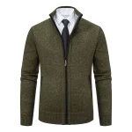 Men's Cardigan Sweater Ribbed Knit Regular Knitted Plain Stand Collar Warm Ups Modern Contemporary Daily Wear Going out Clothing Apparel Fall & Winter Wine Red Blue S M L