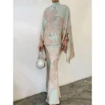 Women's Two Piece Dress Set Casual Dress Skirt Set Daily Going out Elegant Modern Ruffle Print Long Dress Maxi Dress Stand Collar Long Sleeve Floral Regular Fit White Champagne Wine Fall Winter S M L