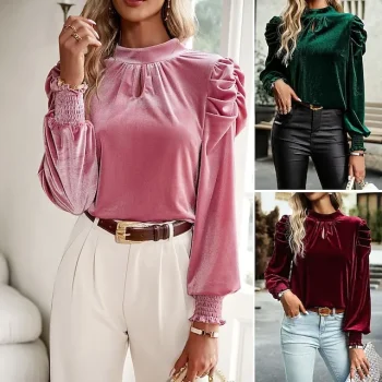 Women's Tube Top Crop Top Wrap Crop Top Peplum Velvet Ribbed Portrait Bull Everything is Fine Party Casual Going out Batwing Sleeve Pink Red Green Mesh Layered Crochet Long Sleeve Elegant Hawaiian