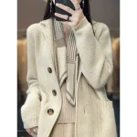 Women's Cardigan Sweater Jacket Shirt Collar Waffle Knit Acrylic Button Knitted Fall Winter Regular Outdoor Daily Going out Fashion Streetwear Casual Long Sleeve Solid Color off white Black S M L