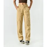 Women's Cargo Pants Straight Simple Solid Colored Full Length Micro-elastic Cargo Casual / Sporty Daily Wear Streetwear Black Blue XS S All Seasons