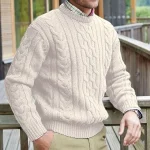 Men's Sweater Pullover Sweater Jumper Pullover Cable Knit Knitted Plain Crew Neck Keep Warm Casual Daily Wear Vacation Clothing Apparel Fall & Winter Black Blue M L XL