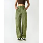 Women's Cargo Pants Straight Solid Colored Full Length Mid Rise Comfort Cargo Casual Daily Wear Grey Black XS S All Seasons