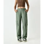 Women's Cargo Pants Solid Colored Full Length Mid Rise Comfort Cargo Casual Daily Wear Black White XS S All Seasons