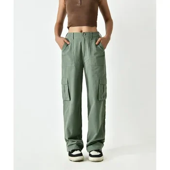 Women's Cargo Pants Solid Colored Full Length Mid Rise Comfort Cargo Casual Daily Wear Black White XS S All Seasons