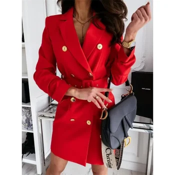 Women's Party Dress New Year's Eve Dress Cocktail Dress Work Dress Midi Dress Black White Red Long Sleeve Plain Button Fall Winter Autumn Shirt Collar Party Winter Dress